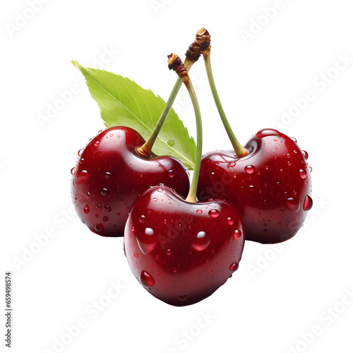 Fresh cherries isolated on transparent background