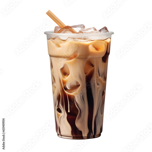 Cold coffee isolated on transparent background