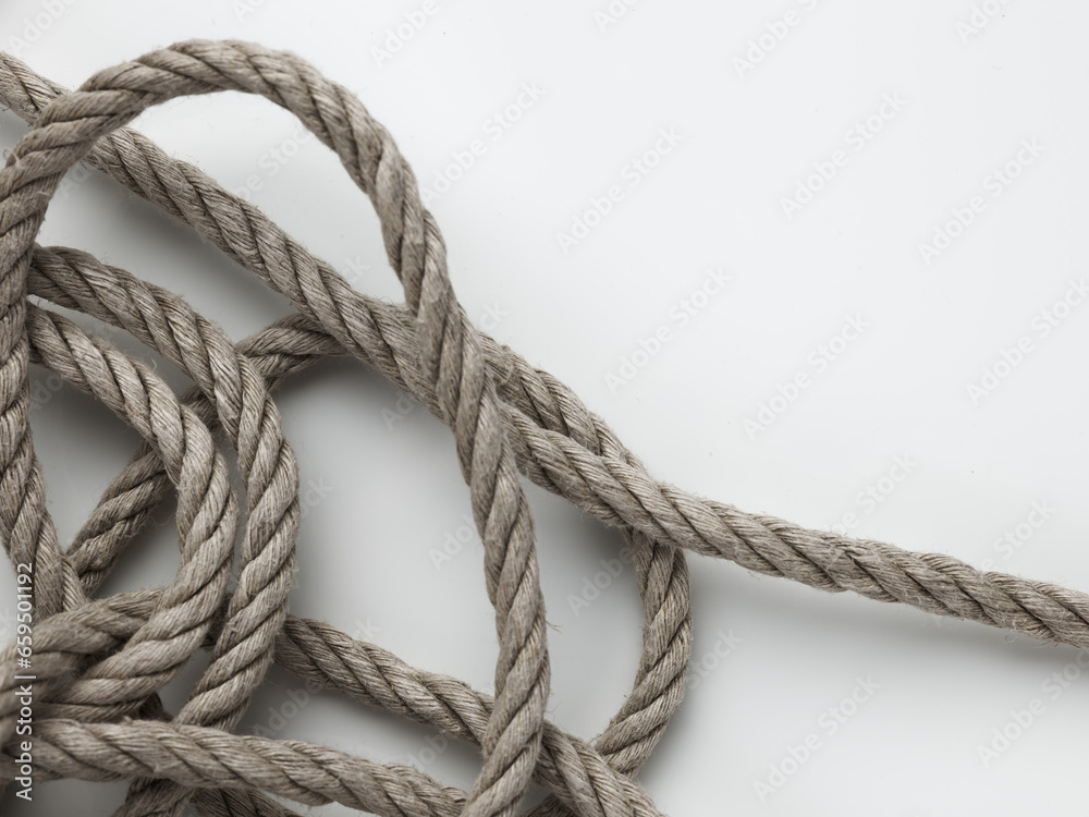 Fototapeta premium Hemp rope over white background