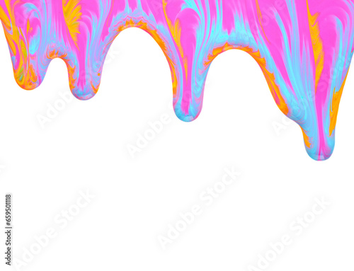 Blue and pink nail polish drips isolated on white background
