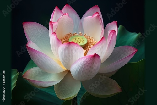 pink lotus water lily flower, copy space