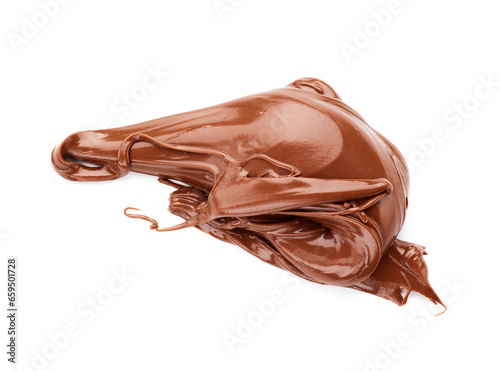 Chocolate melted creamy paste isolated on white background