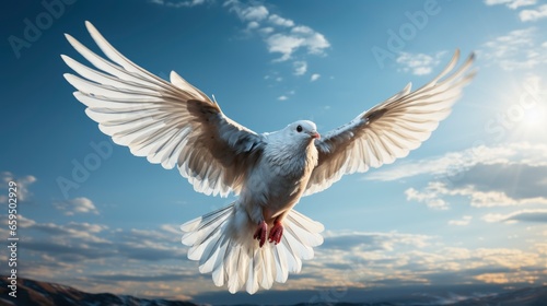 A symbolic dove of peace flying against a bright blue   Background Image Desktop Wallpaper Backgrounds  HD