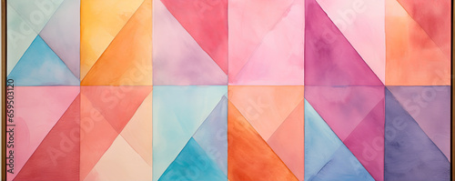 Geometric Pattern colored. Retro pastel colors in wide background.