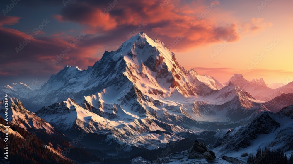 Snowy mountain peak at dawn Winter, Background Image,Desktop Wallpaper Backgrounds, HD