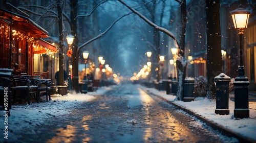 Snowy city street during a snowfall Urban snowfall , Background Image,Desktop Wallpaper Backgrounds, HD
