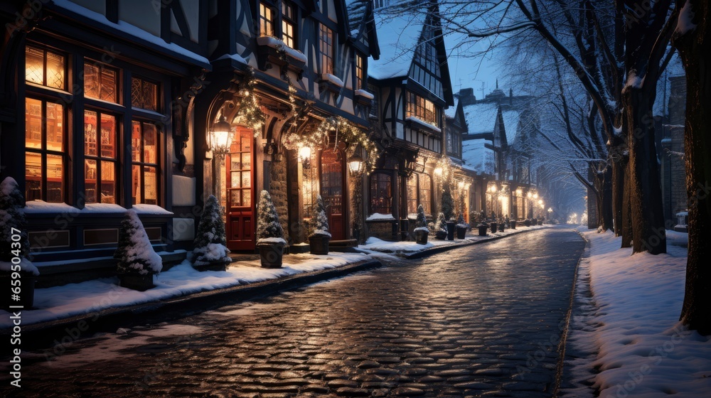 Snowy village at night Charming winter village , Background Image,Desktop Wallpaper Backgrounds, HD