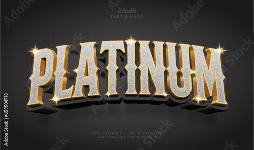 Platinum Text Effect Style. Editable Text Effect Style 3d Luxury Gold Silver Bling. photo