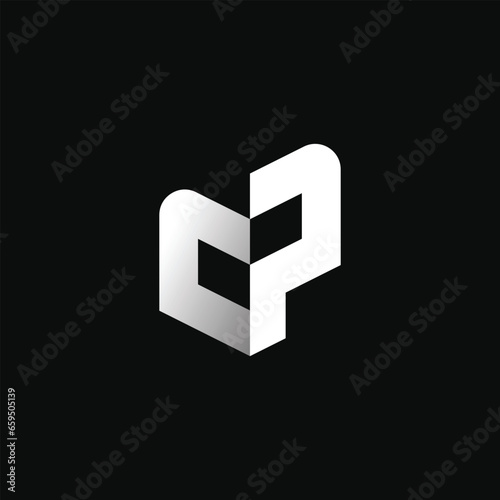 CP or PC initial letter logo design vector, cutout style, simple, modern and minimalist bold logo