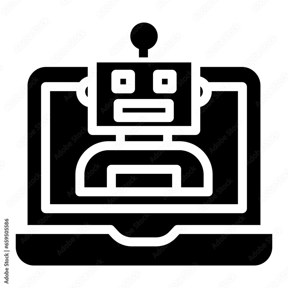 Fototapeta premium Solid Laptop chatbot icon
