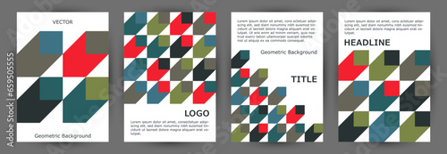 Scientific publication cover page mokup collection geometric design. Minimalist style abstract