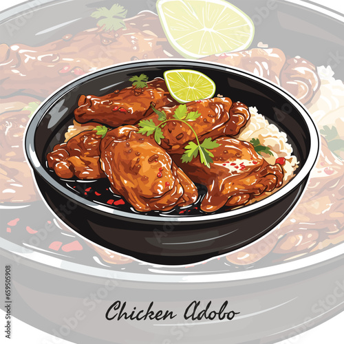 Realistic Vector Illustration of Chicken Adobo