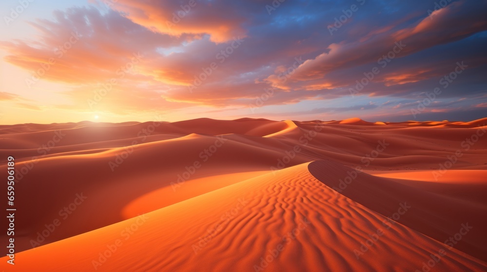 Beautiful sand dunes in the Sahara Desert