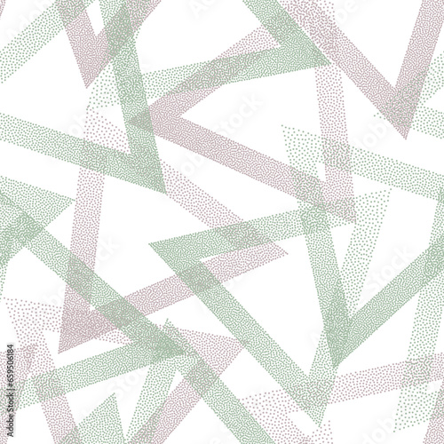 Geometric dotwork triangles vector seamless pattern design.