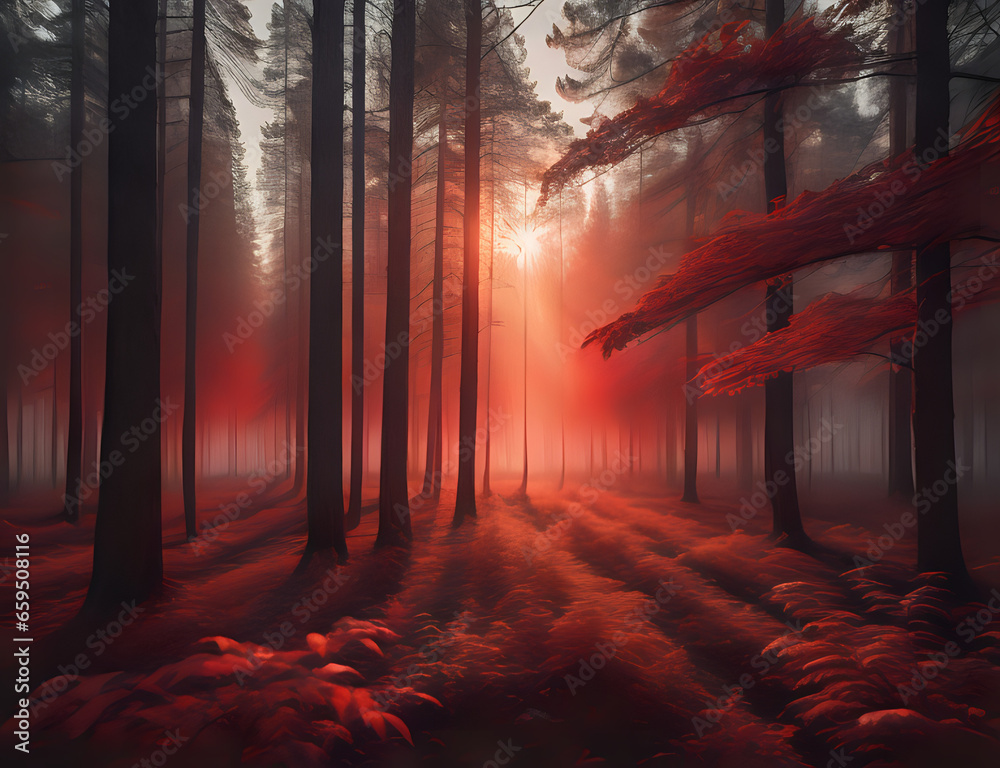 Obraz premium roter wald