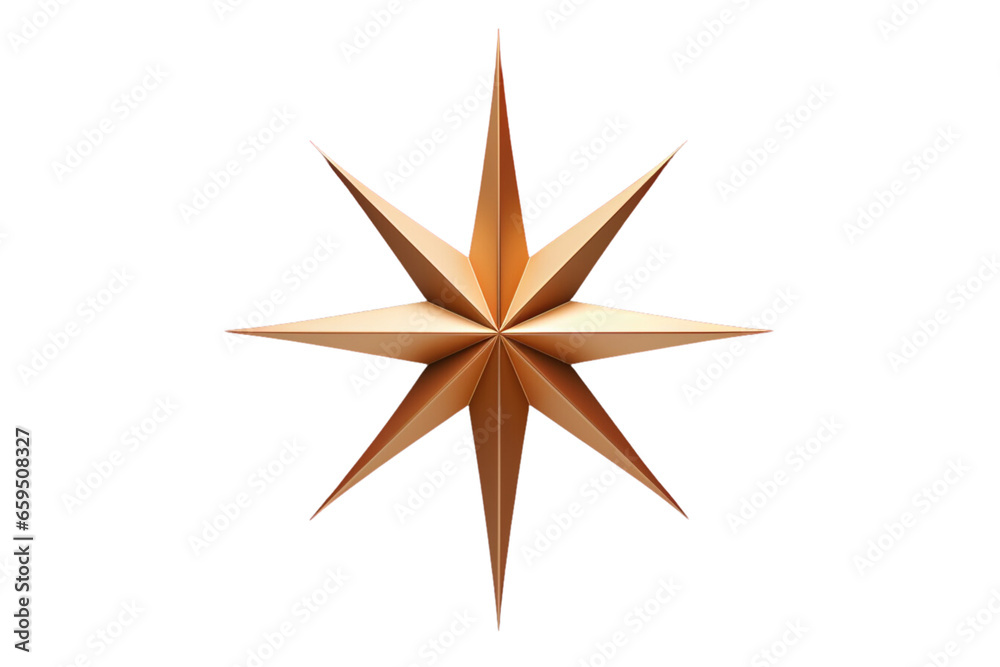 Isolated 3d Graphic of Gold, 8 point, Christmas Star Isolated 3d Graphic of Gold, 8 point, Christmas Star