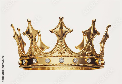Golden crown isolated on a white background,3d rendering.