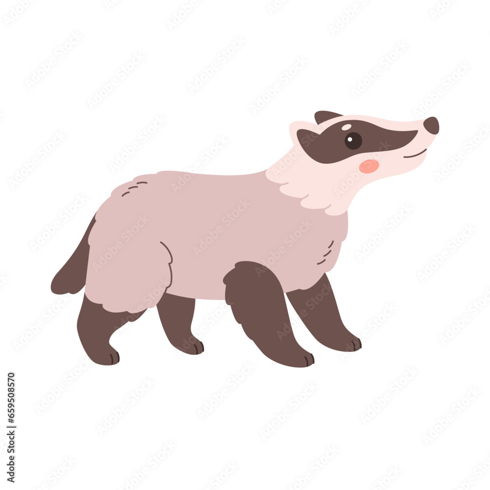 Cute badger. Woodland animal. Vector illustration in flat style Cute badger. Woodland animal. Vector illustration in flat style