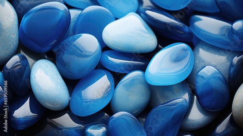 navy blue, blue beautiful pebbles, medium shapes, generative ai