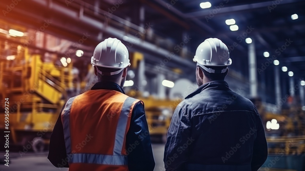 Engineers and factory managers wearing safety helmet inspect the machines in the production. inspector opened the machine to test the system to meet the standard. machine, maintenance Engineers and factory managers wearing safety helmet inspect the machines in the production. inspector opened the machine to test the system to meet the standard. machine, maintenance