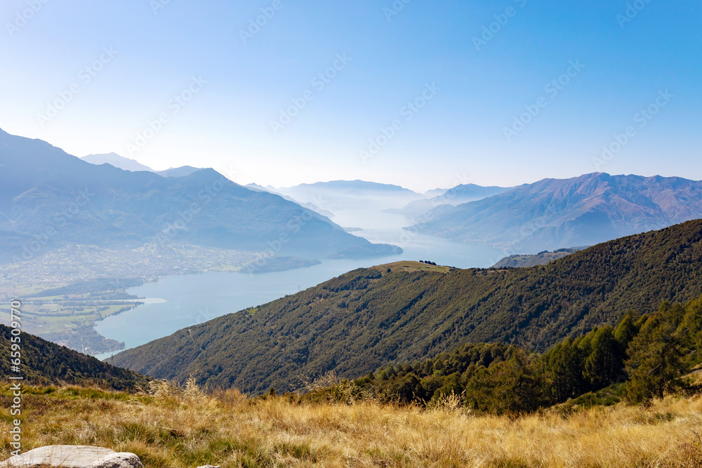 panoramic view of upper Lake Como in Italy