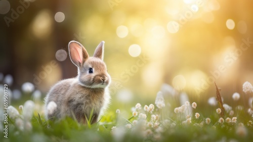 cute animal pet rabbit or bunny smiling and laughing isolated with copy space for easter background, rabbit, animal, pet, cute, fur, ear, mammal, background, celebration, generate by AI