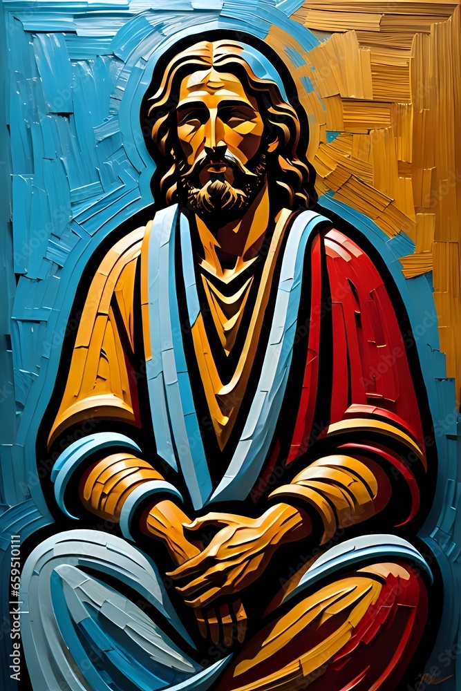 Fototapeta premium Photo of Jesus Christ oil painting made with Generative AI 