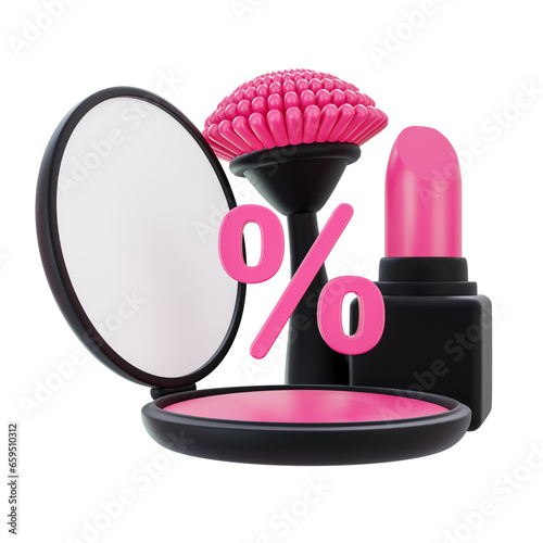 3d, render, rendering, cosmetics with discount sign isolated on transparent background.