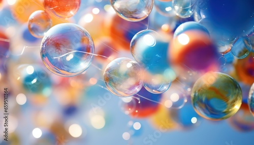 Photo of soap bubbles floating in the air