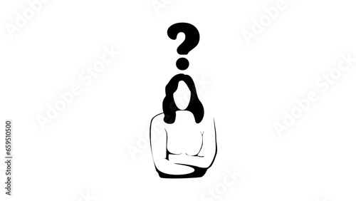 woman with a question mark above his head