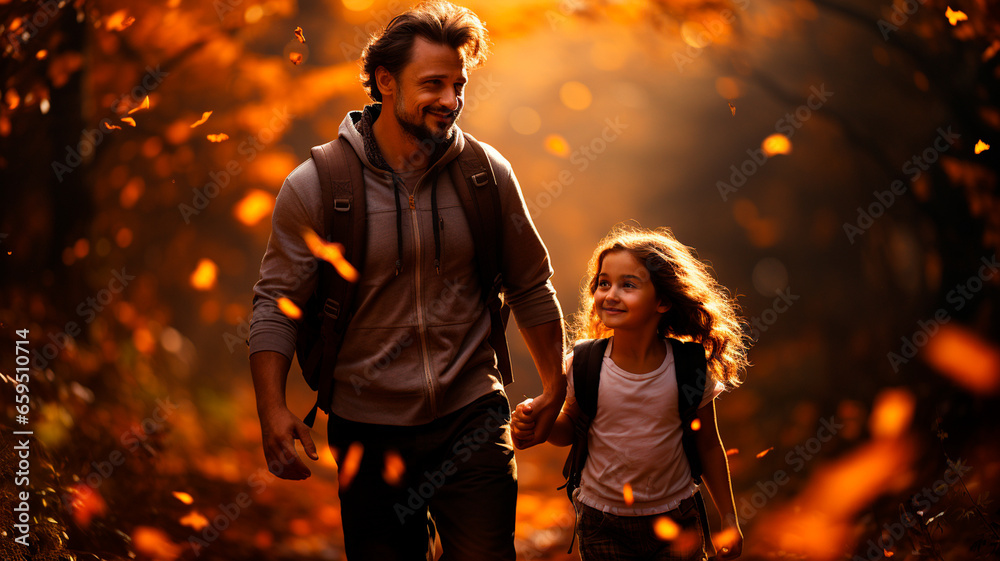 autumn background with young couple walking in the city autumn background with young couple walking in the city