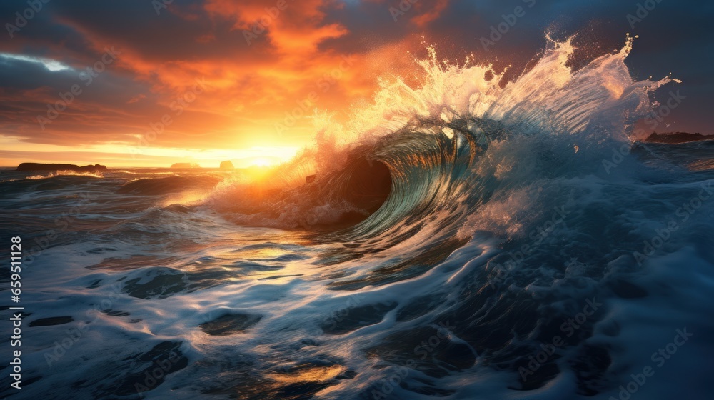 Obraz premium The waves of rivers and seas meet during high and low tides.