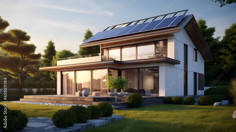 Eco-Friendly Modern Home with Solar Panels