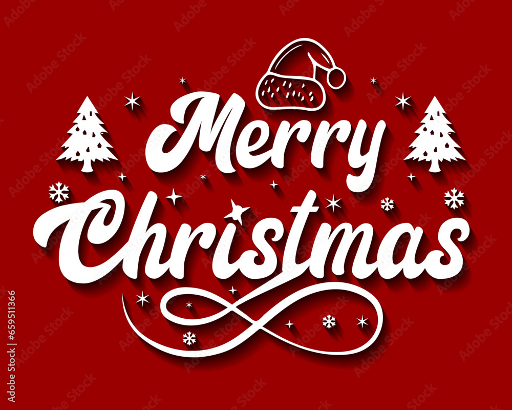 Vector merry christmas calligraphic lettering.