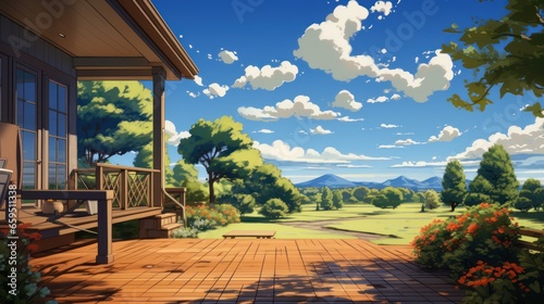 vector art of Gorgeous day in a suburban home