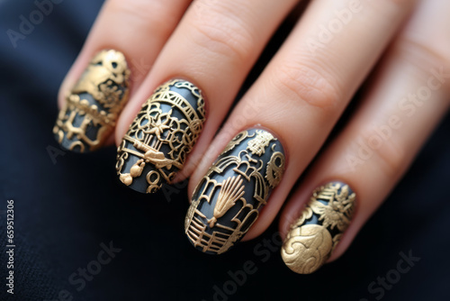 Nails - Nail art with raised designs resembling bas-reliefs