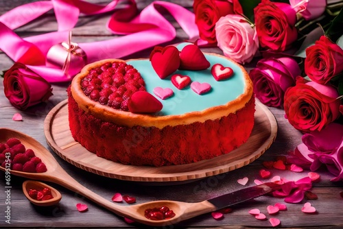 chocolate cake with rose petals