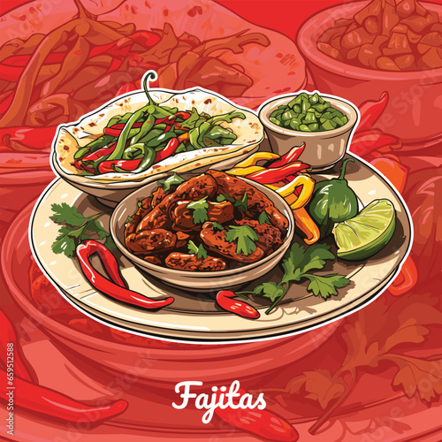 Realistic Vector Illustration of Fajitas