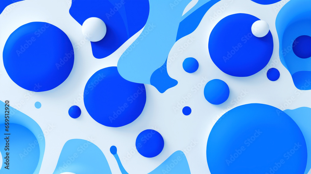Abstract background with blue and white wavy shapes. pop art, minimalistic style. Ai generative.