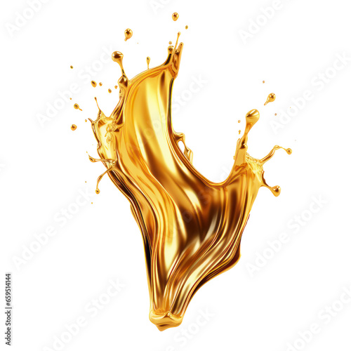 Abstract transparent liquid gold splash clipart