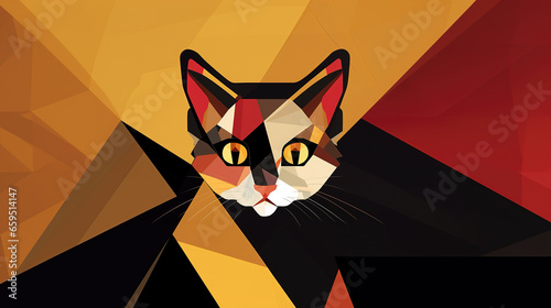 a modern abstract cat face logo artwork  design geometrical  ai generated image