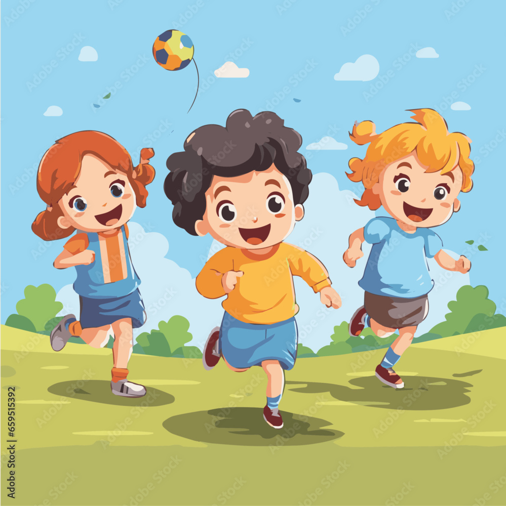 illustration Vector of Children Playing