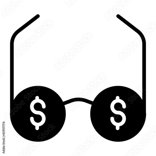 Solid Dollar eyeglass icon