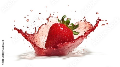 Strawberries with water splash isolated on white background 