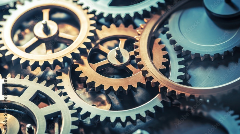 Metal gear sprockets in well used machine, closeup still life with beautiful textures and shape. Detail gear wheel Metal gear sprockets in well used machine, closeup still life with beautiful textures and shape. Detail gear wheel