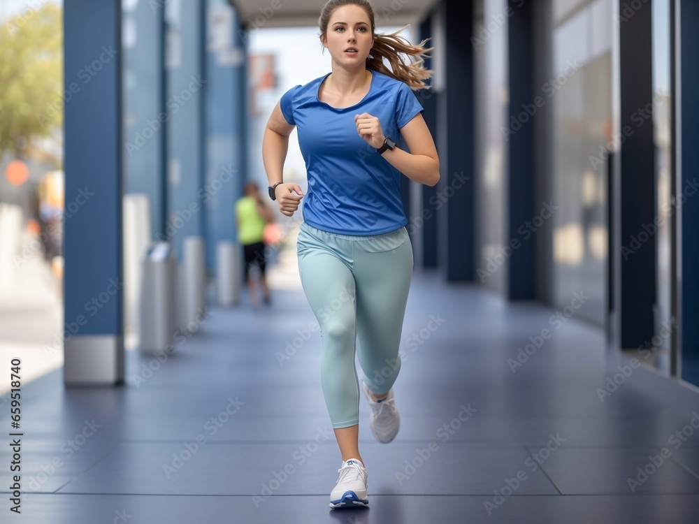 woman running on the street
