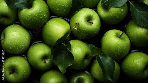 Close-up shoot of green apple with clean background and copy space