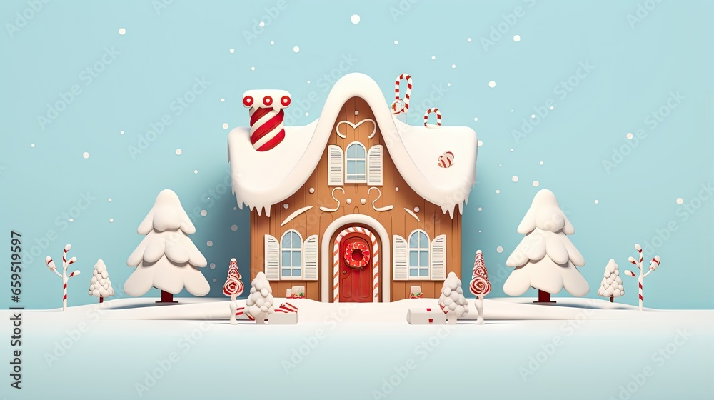  a gingerbread house with candy canes and candy canes.  generative ai