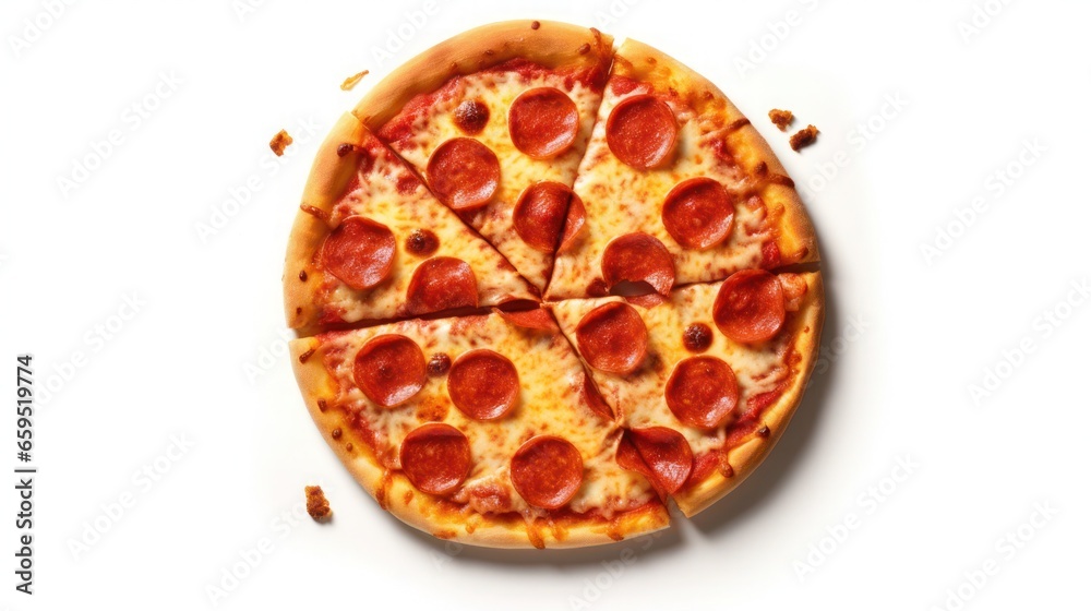 Close-up shoot of pizza isolated on white background Close-up shoot of pizza isolated on white background
