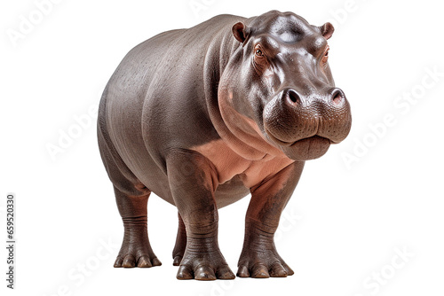 Hippo isolated on a transparent background. Animal front view portrait.